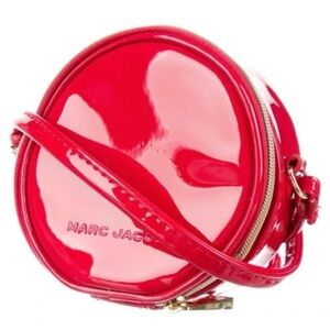 Marc Jacobs Mini Round Canteen Red Patent Leather Crossbody Bag Purse